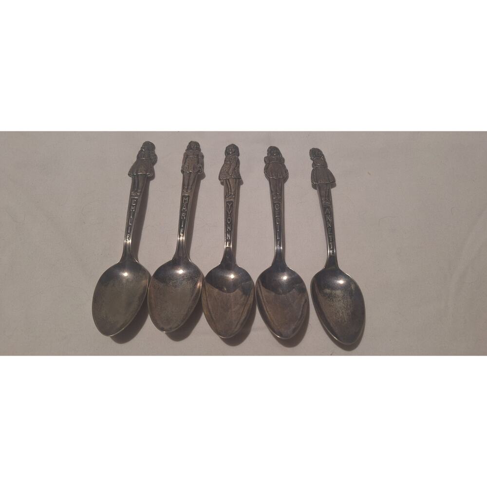 Vintage Carlton Silverplate Dionne Quintuplets Spoon Set of 5 Girls 1930s